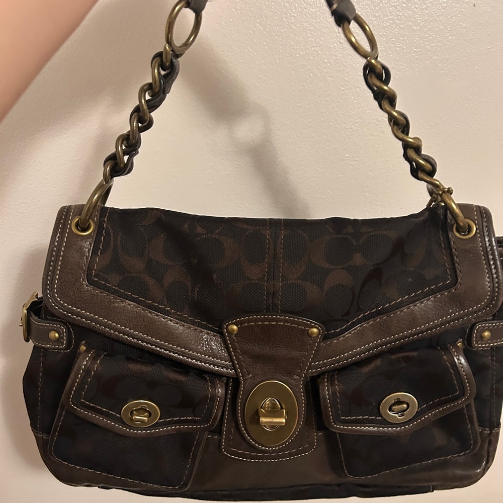 Coach 11141 legacy Leigh cc brown handbag satchel